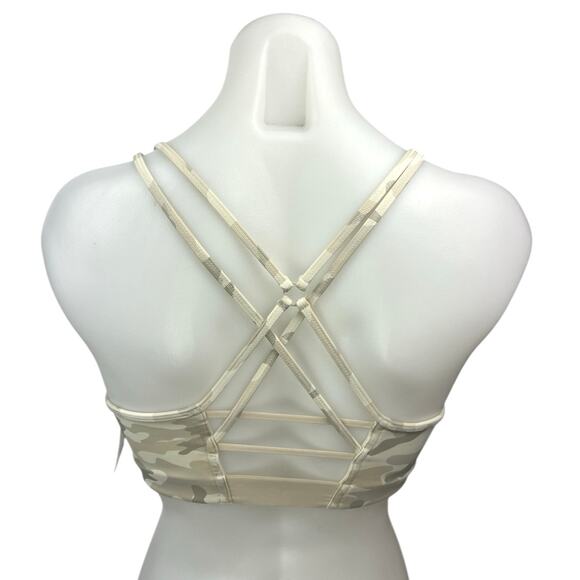 NEW Bandier x All Access Strappy Chorus Cream Camo Sports Bra Crop Tank Top S - Picture 2 of 3